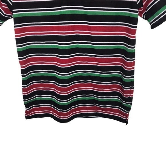 Vintage Red Chillies Green Red Stripe Short Sleeve Polo Shirt - Picture 4 of 8